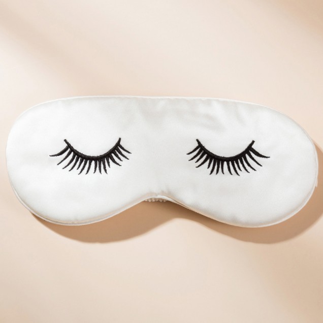 Cheap White Silk Eye Mask with Printed Eyelashes Cheap White Silk Eye Mask with Printed Eyelashes