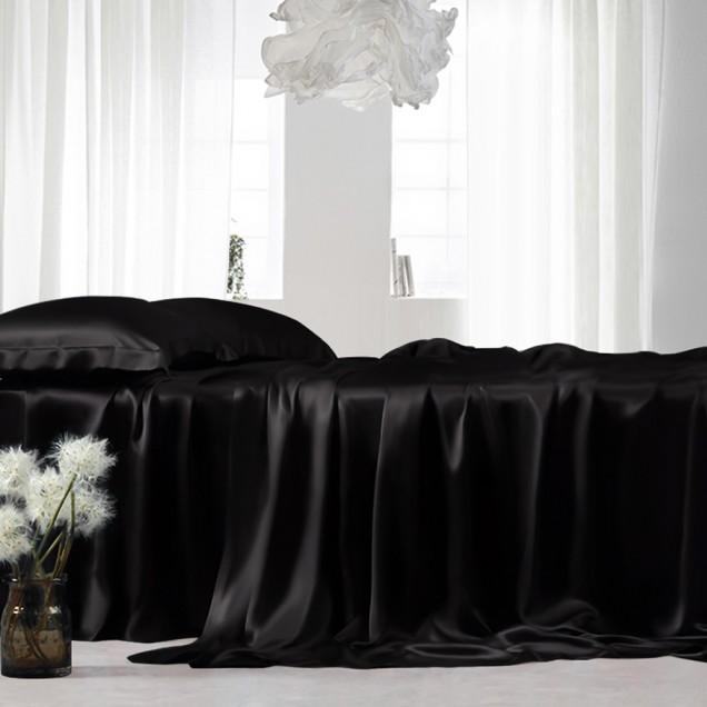 Cheap Black 22 Momme Mulberry Silk Flat Sheet Cheap Black 22 Momme Mulberry Silk Flat Sheet