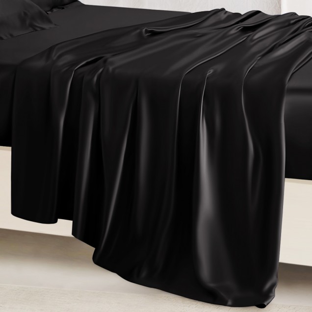 Cheap Black 22 Momme Mulberry Silk Flat Sheet Cheap Black 22 Momme Mulberry Silk Flat Sheet