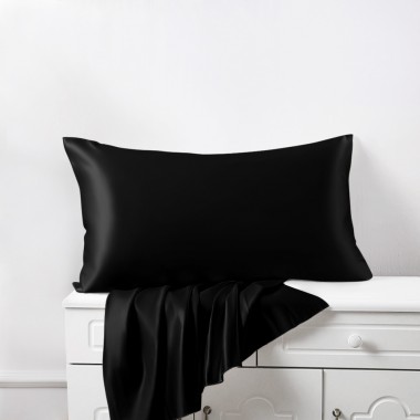 Cheap Black 22 Momme Mulberry Silk Pillowcase with Hidden Zipper