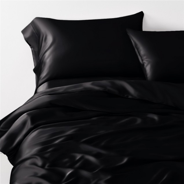 Cheap Black 3 PCS 22 Momme Mulberry Silk Duvet Cover Set Cheap Black 3 PCS 22 Momme Mulberry Silk Duvet Cover Set