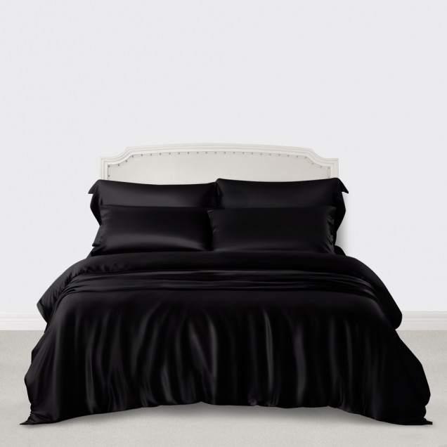 Cheap Black 3 PCS 22 Momme Mulberry Silk Duvet Cover Set Cheap Black 3 PCS 22 Momme Mulberry Silk Duvet Cover Set