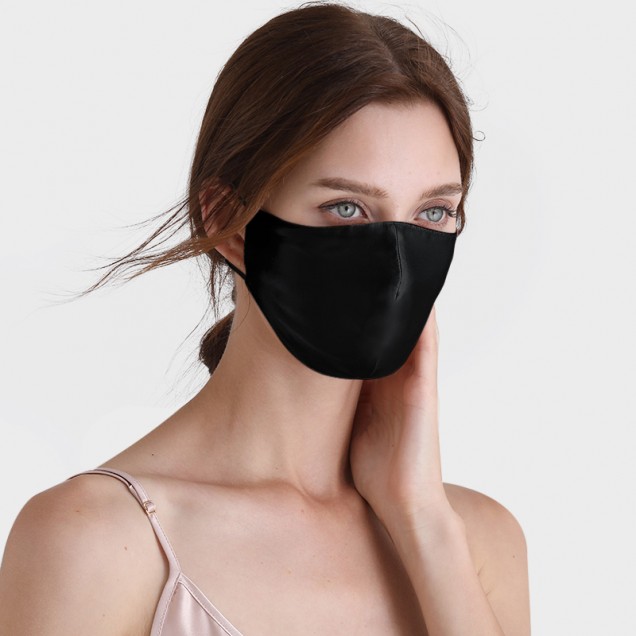 Cheap Black Double-Sided 22 Momme Silk Face Mask Cheap Black Double-Sided 22 Momme Silk Face Mask