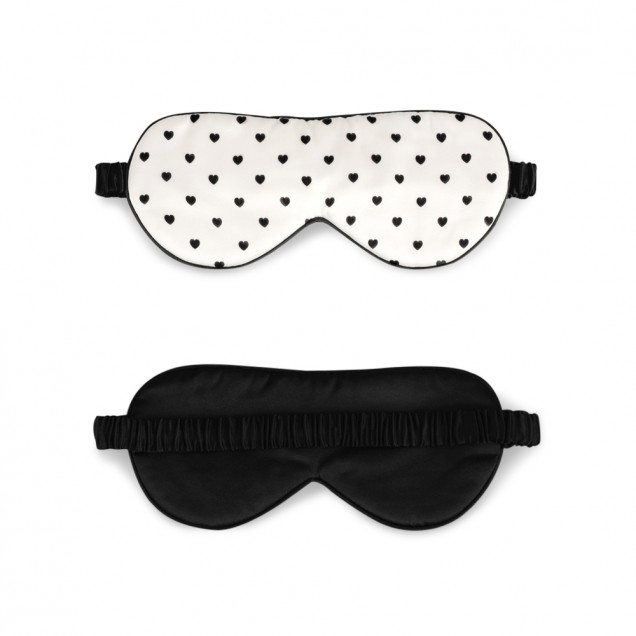 Cheap Black & White Heart Silk Sleep Mask Cheap Black & White Heart Silk Sleep Mask