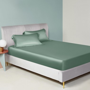 Cheap Celadon Green 22 Momme Mulberry Silk Fitted Sheet