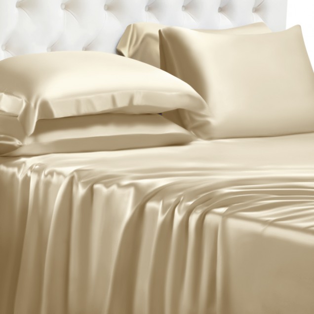 Cheap Champagne 22 Momme Mulberry Silk Fitted Sheet Cheap Champagne 22 Momme Mulberry Silk Fitted Sheet