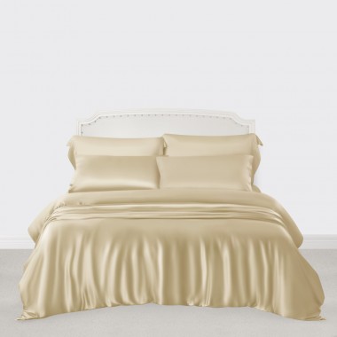 Cheap Champagne 3 PCS 22 Momme Mulberry Silk Duvet Cover Set