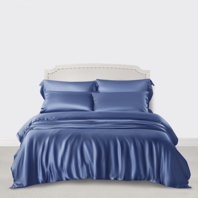 Cheap Dark Blue 3 PCS 22 Momme Mulberry Silk Duvet Cover Set Cheap Dark Blue 3 PCS 22 Momme Mulberry Silk Duvet Cover Set