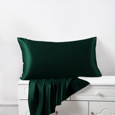 Cheap Dark Green 22 Momme Mulberry Silk Pillowcase with Hidden Zipper
