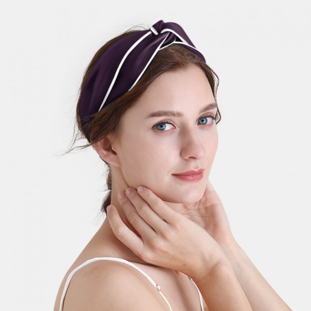 Cheap Dark Purple & Ivory Silk Headband Cheap Dark Purple & Ivory Silk Headband