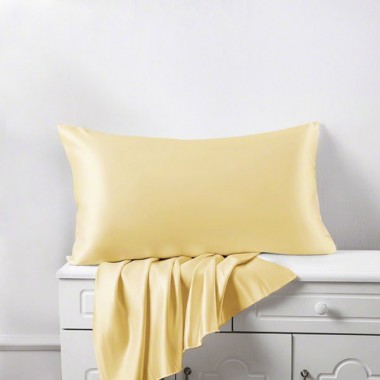 Cheap Gold 22 Momme Mulberry Silk Pillowcase with Hidden Zipper