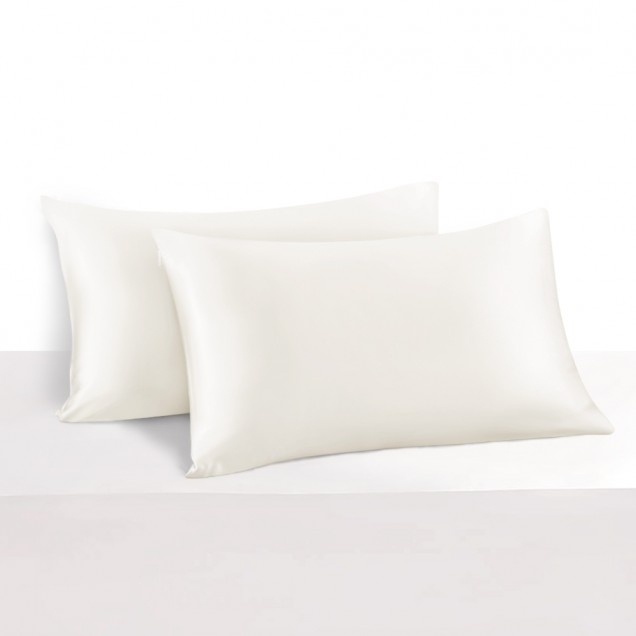 Cheap Ivory 22 Momme Mulberry Silk Pillowcase with Hidden Zipper