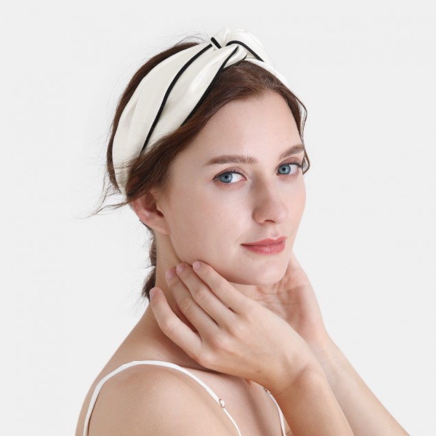 Cheap Ivory & Black Silk Headband Cheap Ivory & Black Silk Headband