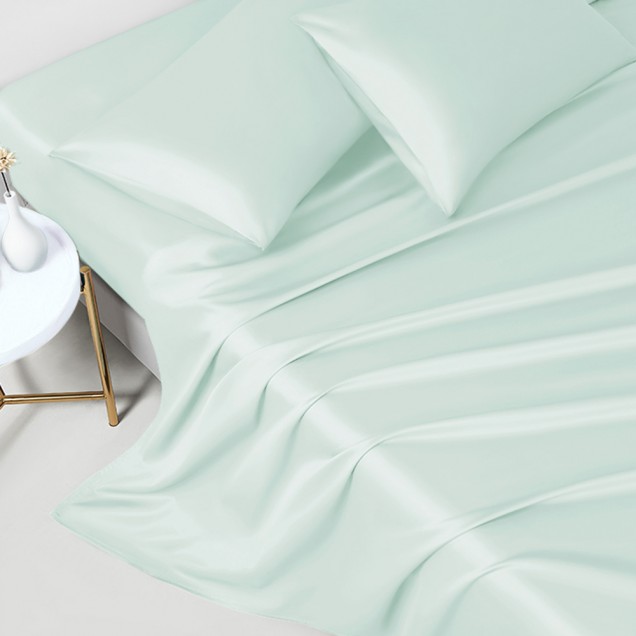 Cheap Light Cyan 22 Momme Mulberry Silk Flat Sheet Cheap Light Cyan 22 Momme Mulberry Silk Flat Sheet