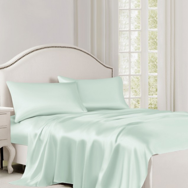 Cheap Light Cyan 22 Momme Mulberry Silk Flat Sheet Cheap Light Cyan 22 Momme Mulberry Silk Flat Sheet
