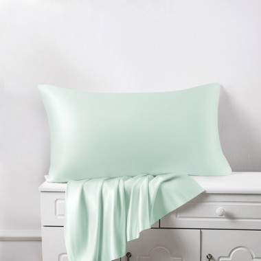 Cheap Light Cyan 22 Momme Mulberry Silk Pillowcase with Hidden Zipper