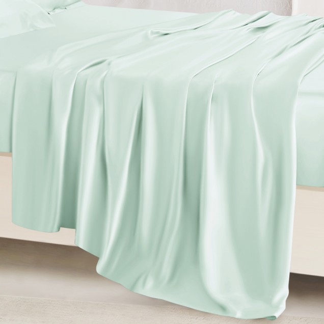 Cheap Light Cyan 22 Momme Mulberry Silk Sheet Set