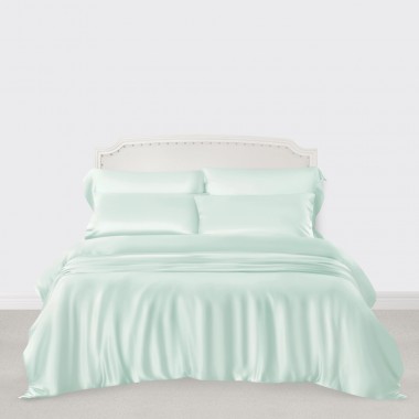 Cheap Light Cyan 3 PCS 22 Momme Mulberry Silk Duvet Cover Set