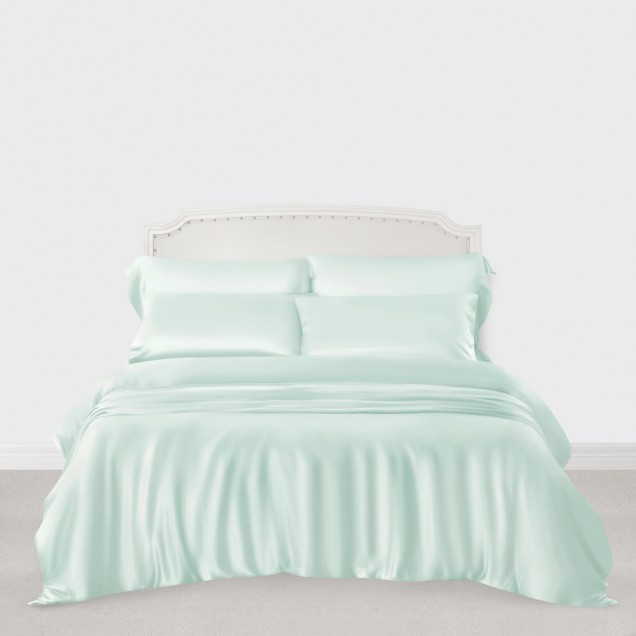 Cheap Light Cyan 3 PCS 22 Momme Mulberry Silk Duvet Cover Set Cheap Light Cyan 3 PCS 22 Momme Mulberry Silk Duvet Cover Set