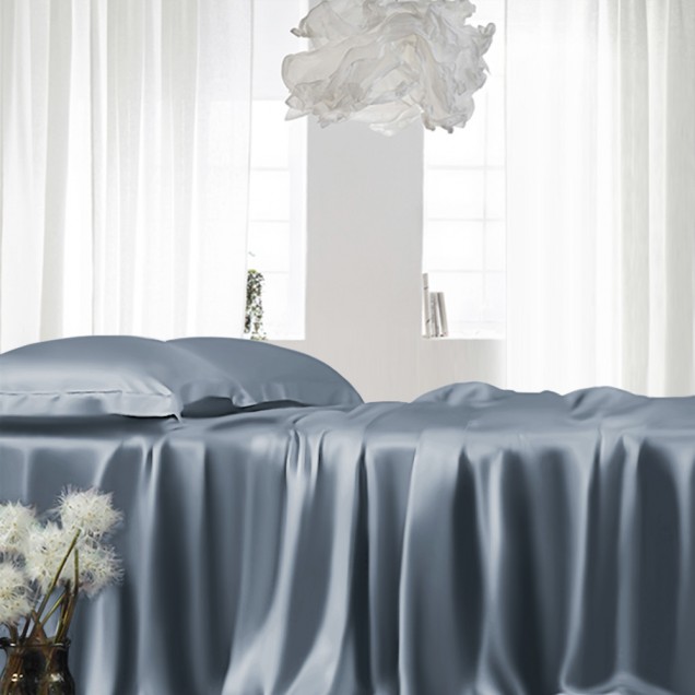 Cheap Misty Blue 22 Momme Mulberry Silk Fitted Sheet Cheap Misty Blue 22 Momme Mulberry Silk Fitted Sheet