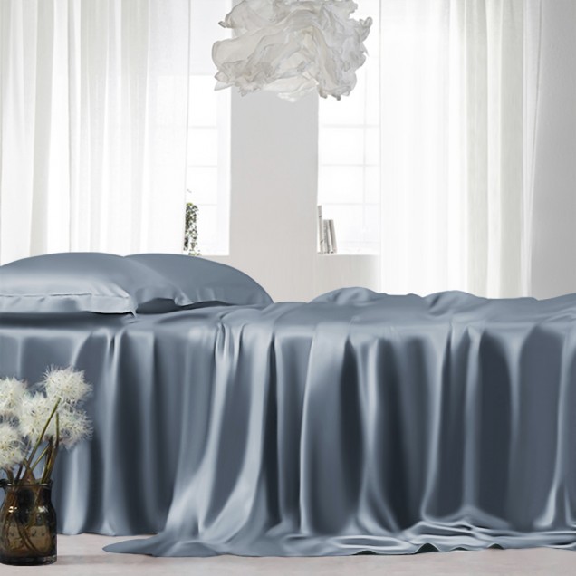 Cheap Misty Blue 22 Momme Mulberry Silk Sheet Set Cheap Misty Blue 22 Momme Mulberry Silk Sheet Set