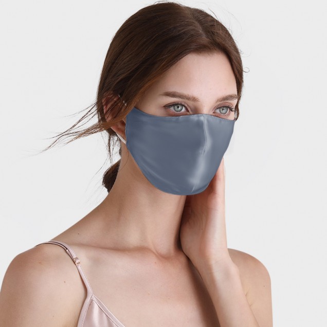 Cheap Misty Blue & White Double-Sided 22 Momme Silk Face Mask Cheap Misty Blue & White Double-Sided 22 Momme Silk Face Mask