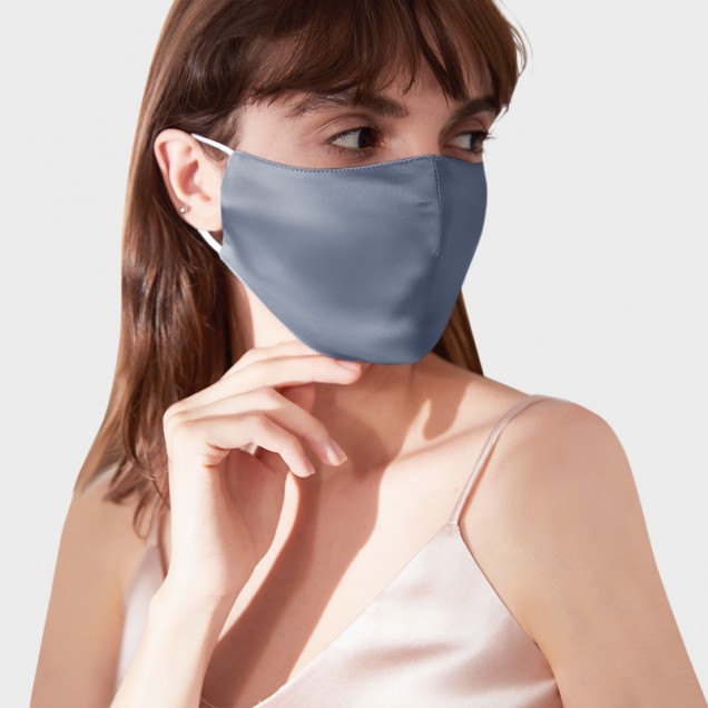 Cheap Misty Blue & White Double-Sided 22 Momme Silk Face Mask Cheap Misty Blue & White Double-Sided 22 Momme Silk Face Mask
