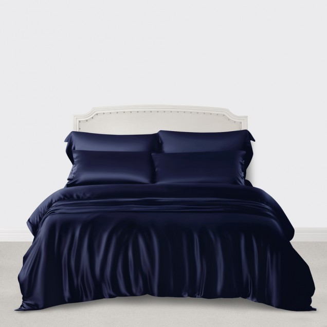 Cheap Navy 3 PCS 22 Momme Mulberry Silk Duvet Cover Set Cheap Navy 3 PCS 22 Momme Mulberry Silk Duvet Cover Set
