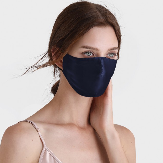 Cheap Navy & Black Double-Sided 22 Momme Silk Face Mask Cheap Navy & Black Double-Sided 22 Momme Silk Face Mask