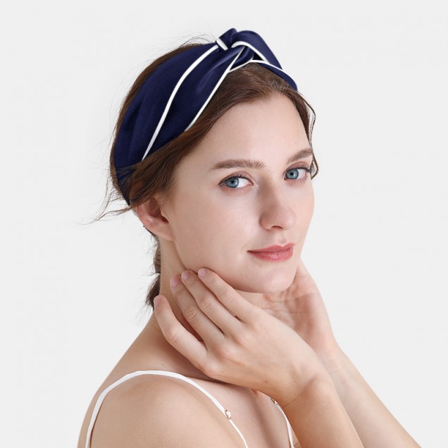 Cheap Navy & Ivory Silk Headband Cheap Navy & Ivory Silk Headband