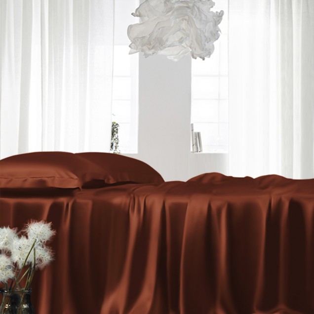 Cheap Rust Red 22 Momme Mulberry Silk Fitted Sheet Cheap Rust Red 22 Momme Mulberry Silk Fitted Sheet