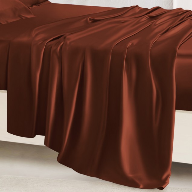 Cheap Rust Red 22 Momme Mulberry Silk Sheet Set Cheap Rust Red 22 Momme Mulberry Silk Sheet Set