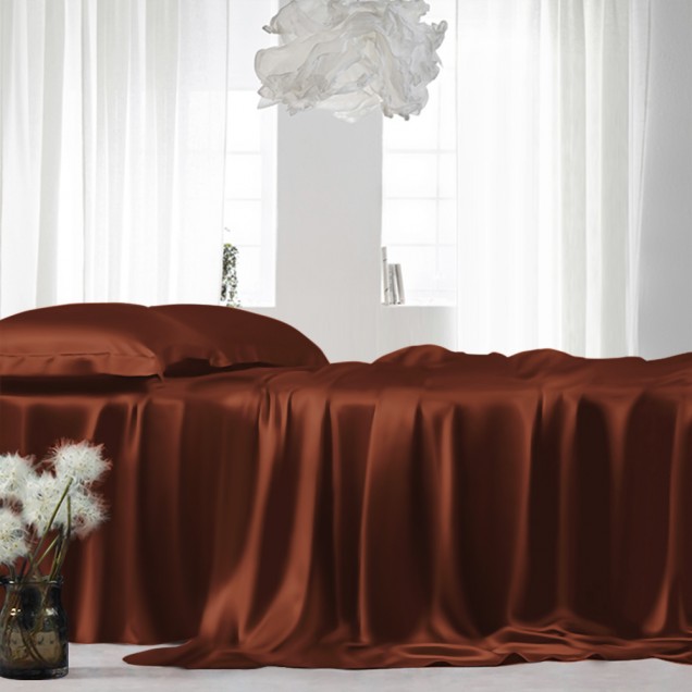 Cheap Rust Red 22 Momme Mulberry Silk Sheet Set Cheap Rust Red 22 Momme Mulberry Silk Sheet Set