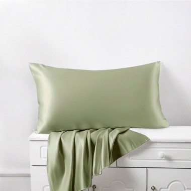 Cheap Sage Green 22 Momme Mulberry Silk Pillowcase with Hidden Zipper