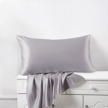 Cheap Silver 22 Momme Mulberry Silk Pillowcase with Hidden Zipper