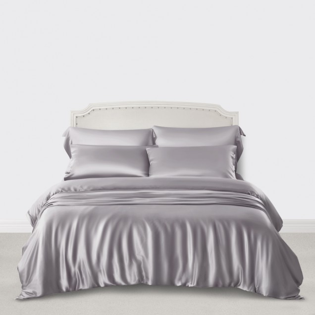 Cheap Silver 3 PCS 22 Momme Mulberry Silk Duvet Cover Set Cheap Silver 3 PCS 22 Momme Mulberry Silk Duvet Cover Set