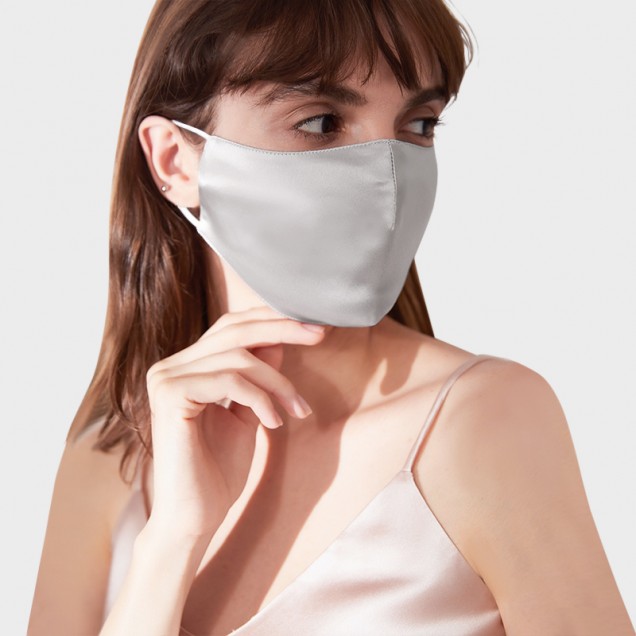Cheap Silver & White Double-Sided 22 Momme Silk Face Mask Cheap Silver & White Double-Sided 22 Momme Silk Face Mask