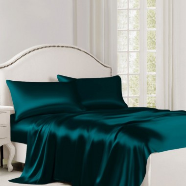 Cheap Teal 22 Momme Mulberry Silk Flat Sheet