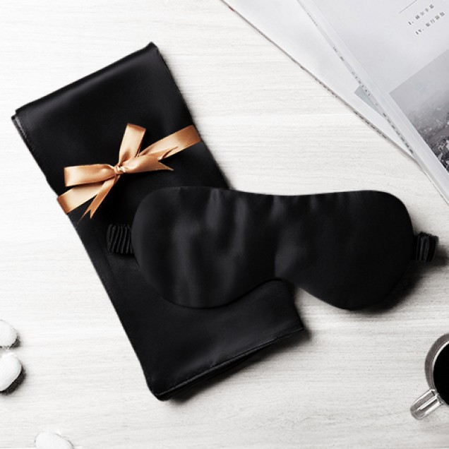 Cheap Two Piece Silk Gift Set Black Pillowcase & Eye Mask Cheap Two Piece Silk Gift Set Black Pillowcase & Eye Mask