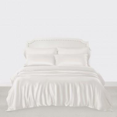 Cheap White 3 PCS 22 Momme Mulberry Silk Duvet Cover Set