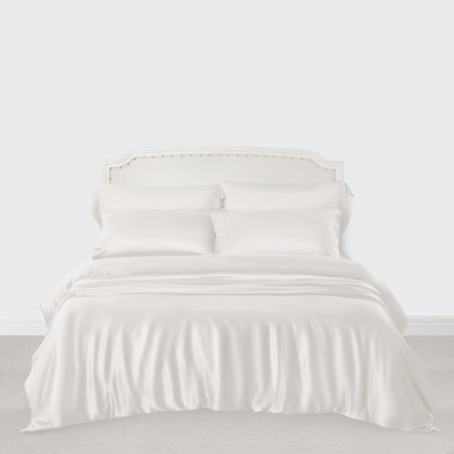 Cheap White 3 PCS 22 Momme Mulberry Silk Duvet Cover Set Cheap White 3 PCS 22 Momme Mulberry Silk Duvet Cover Set